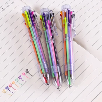 

8 Pcs Multicolor Ballpoint Pen 8 in 1 Retractable Multi-function Press Ballpoint Pen Creative Cute Cartoon Transparent Barrel Pe
