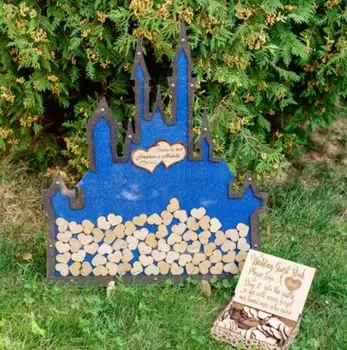 

personalized Mr & Mrs Rustic wedding castles Alternative wooden memory guestbooks with heart drop box signature guest books