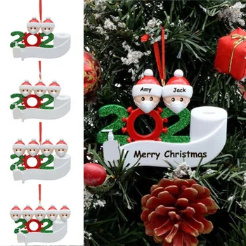

2020 Quarantine Christmas Party Decoration Gift Santa Claus With Mask Personalized Hanging Ornament Pandemic -Social Distancing