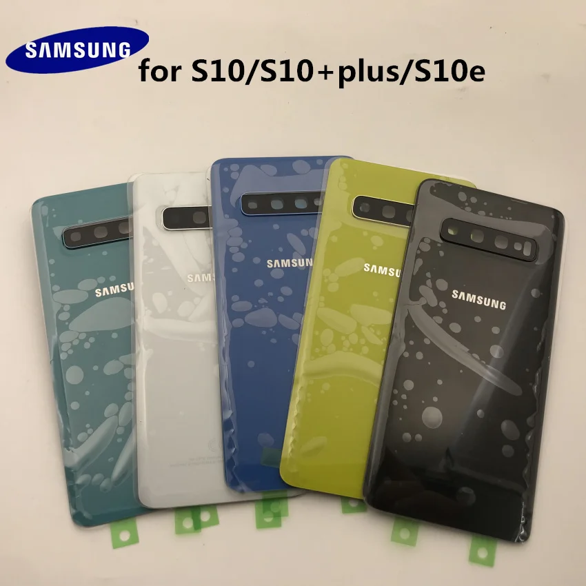 Новинка,, для samsung Galaxy S10e, G973, S10, G970, S10 plus, Задняя стеклянная крышка, задняя крышка, крышка батареи, дверь+ передняя стеклянная линза+ клей