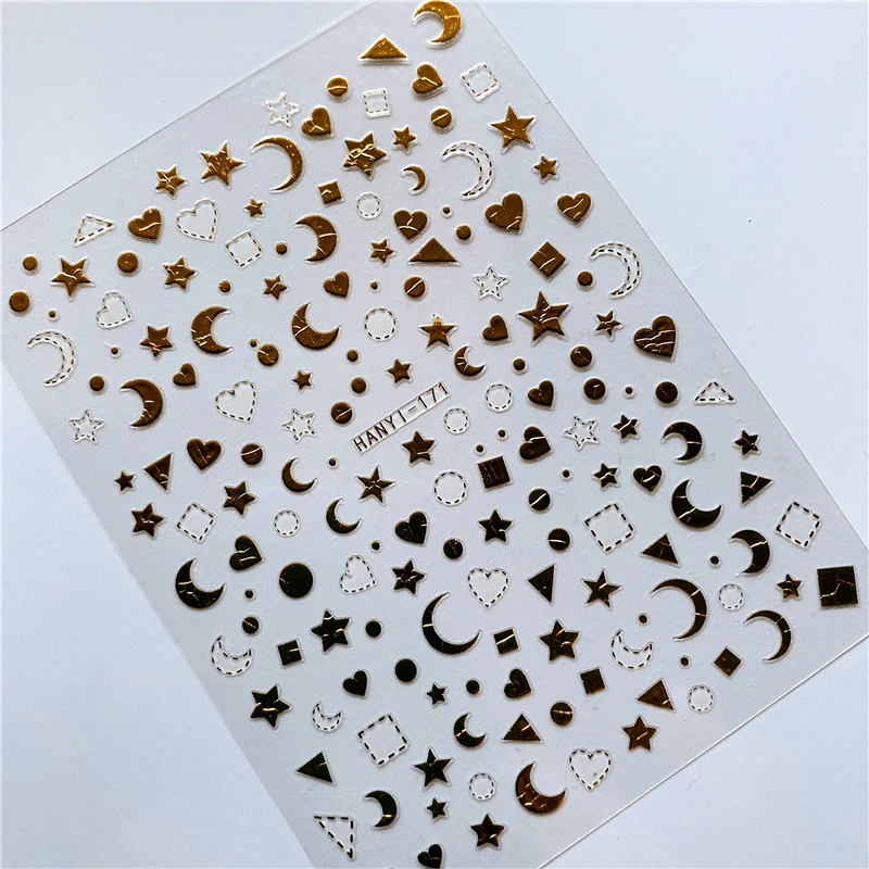 HANYI-009-171-174 Star Moon Pentagram 3D Back glue Nail decal Nail sticker Nail decoration Nail art Nail tool Nail ornament - Цвет: HANYI-171