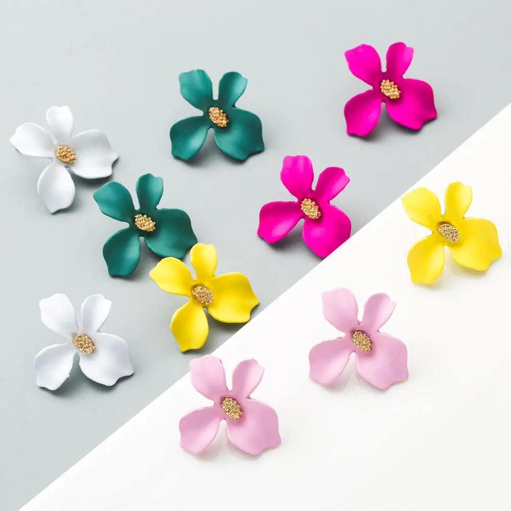 Sexy Woman green Flower Earrings Party Accessories Ear Stud Fashion Jewelry Korean pink Moda Mujer wholesale | Украшения и