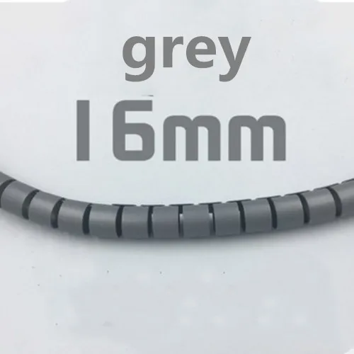 16mm grey 1 метр гибкий спиральный кабель на молнии обертывание кабель аккуратный держатель Органайзер провод шнур управление протектор хранения трубы сматывание кабеля - Цвет: 16mm grey