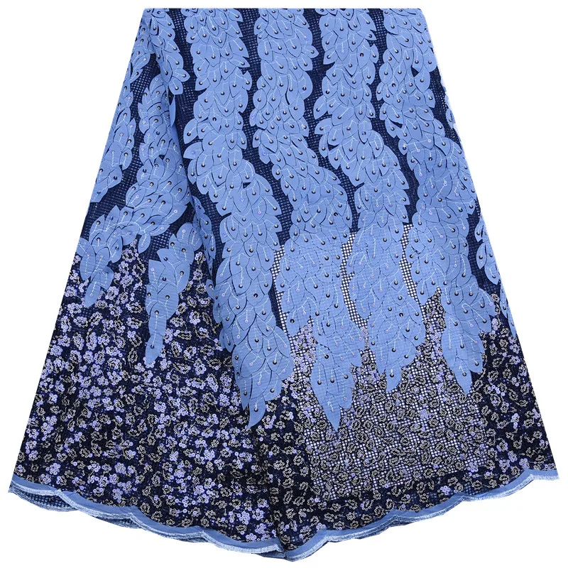 

Blue African Dry Lace Fabrics 2020 High Quality Nigerian Lace Fabric With Sequines French Lace Fabric For Party Dress 1798