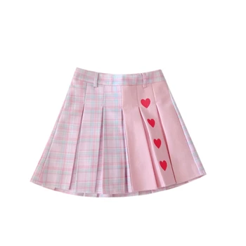 High-Waist Heart Pink Pleated Skirt 6