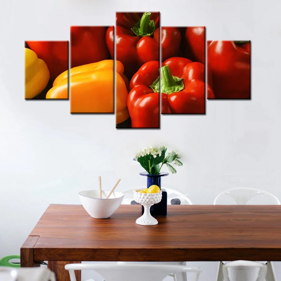Fresh-Green-Pepper-Red-Pepper-Sweet-Pepper-Picture-Print-Canvas-Kitchen-Decor-Wall-Art-Frameless-Canvas (2)
