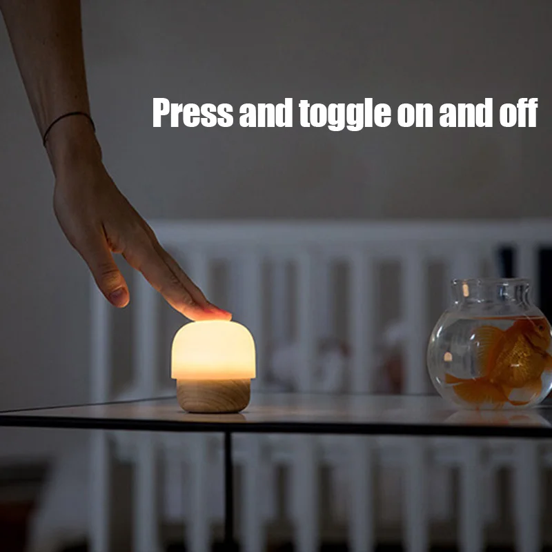 

HOT Small Mushroom Log Baby Sleep Night Light LED USB Mini Warm Light NDS66