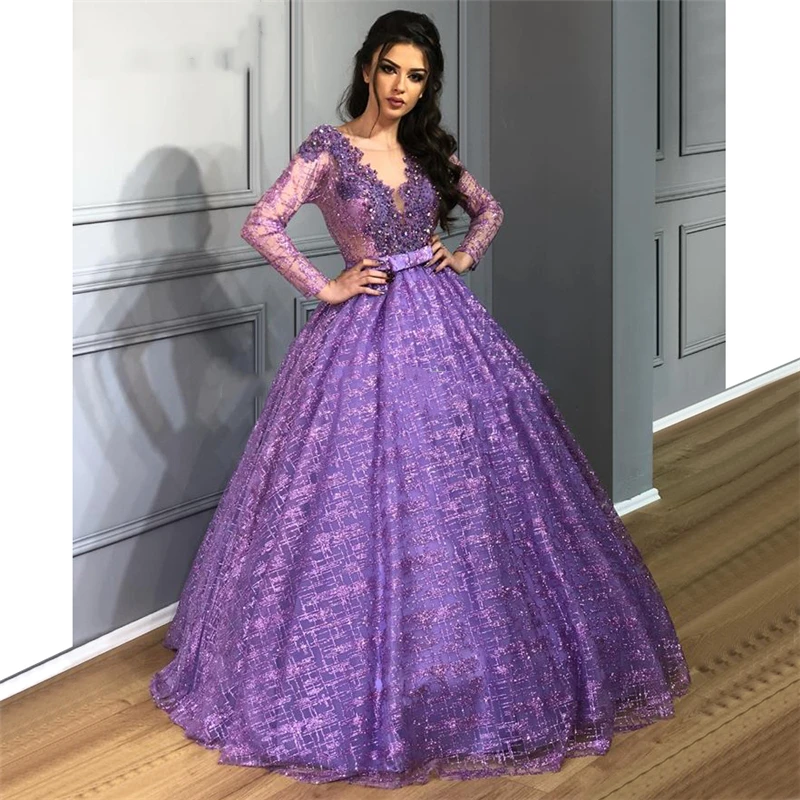 

Arabic Islamic Beading Glitter Evening Dresses 2020 New Couture Dubai Formal Prom Dress Puffy Shiny Party Pageant Gowns Vestidos