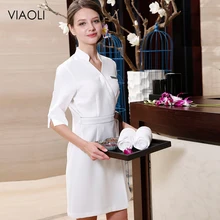 Sanxiaxin Лето для женщин спа косметолога Рабочая одежда Униформа салон красоты хирургическое больничное платье Комбинезоны Slim Fit медицинское платье