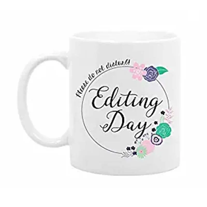 

Editing Day - 11 Ounce White Ceramic Coffee or Tea Mug - Gift for Writer or Editor - Photographer Gift