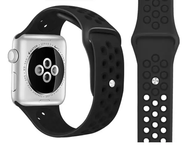 Серия 1/2/3/4/5 спортивный силиконовый ремешок для наручных часов Apple Watch 38 мм/42 мм 40 мм 44 мм резиновый браслет для наручных часов iwatch, браслет - Цвет ремешка: coalblack