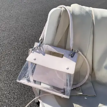

Elegant Female Transparent Tote bag 2020 Summer New High-quality Leather Women's Designer Handbag Travel Shoulder Messenger Bag