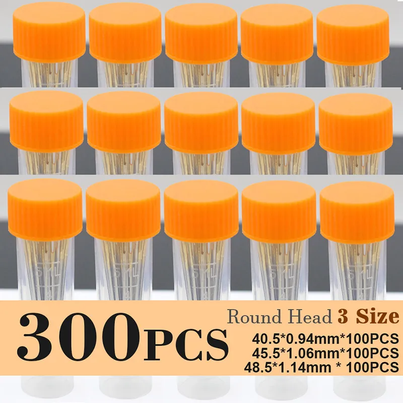 Round Needle 300PCS Профессиональная кожаная швейная игла для вышивки Швейные принадлежности для рукоделия булавка, круглая тупая голова большой глаз хранения бутылки иглы - Цвет: Round Needle 300PCS