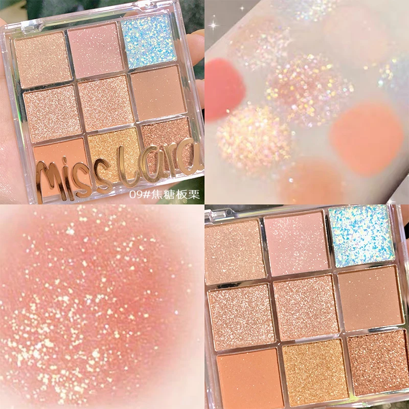 

Miss lara Eyeshadow Palette Holographic Shiny Matte Glitter Pigment Eye Shadow Pallete Metallic Diamond Makeup Palette