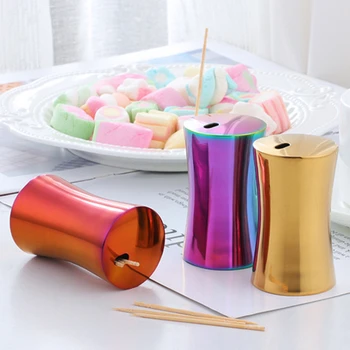 

Hot Sale Small Toothpick Holder Dispenser Storage Organizer Stainless Steel Gold Silver Rose Gold