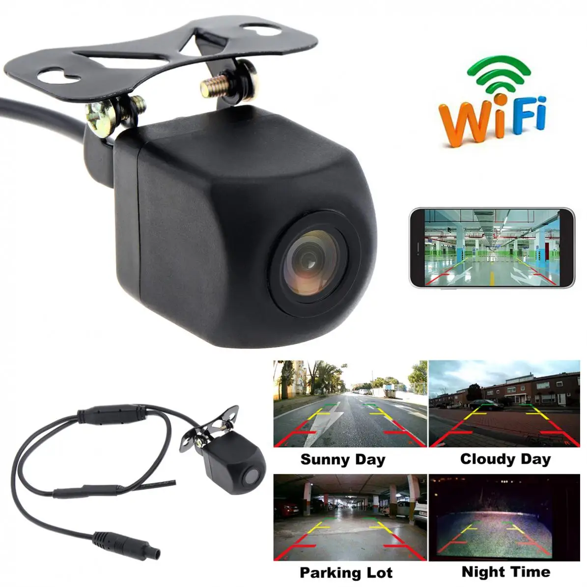 

WIFI HD Car Reverse Camera Wireless Car Rear View Waterproof Mobile Phone Camera with Video Recording for IOS / Android Phone