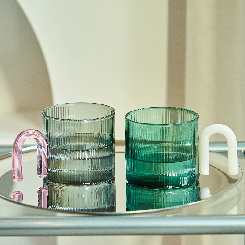 Кофейная чашка с цветными ручками термостойкая стеклянная кружка офисные чашки
