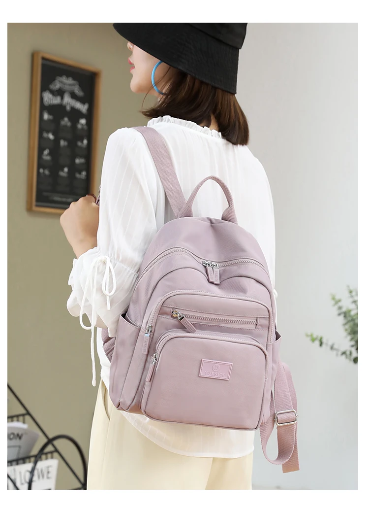2022 New Dark Green Women's Backpack Waterproof Nylon Backpack Student School Bag Suitable For Girls' Small Travel Rucksack
