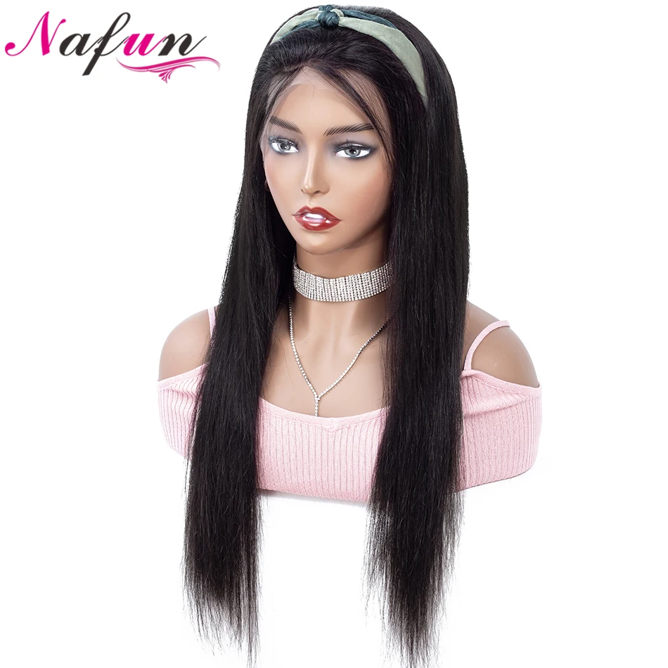 NAFUN  Lace Front Human Hair Wigs Straight Lace Front Wigs For Women Remy 150% Density Swiss Lace Wig