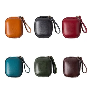 

Leather Headset Box Suitable for Apple AirPods Wireless Bluetooth Headset Package Headphone Cable Zipper Storgage Bag