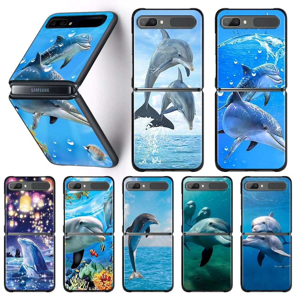 Case For Galaxy Z Flip 3 5G Case Hard PC Shockproof Back Bumper Shell For Samsung Galaxy Z Flip3 Cover sea animal cute dolphin samsung z flip3 case