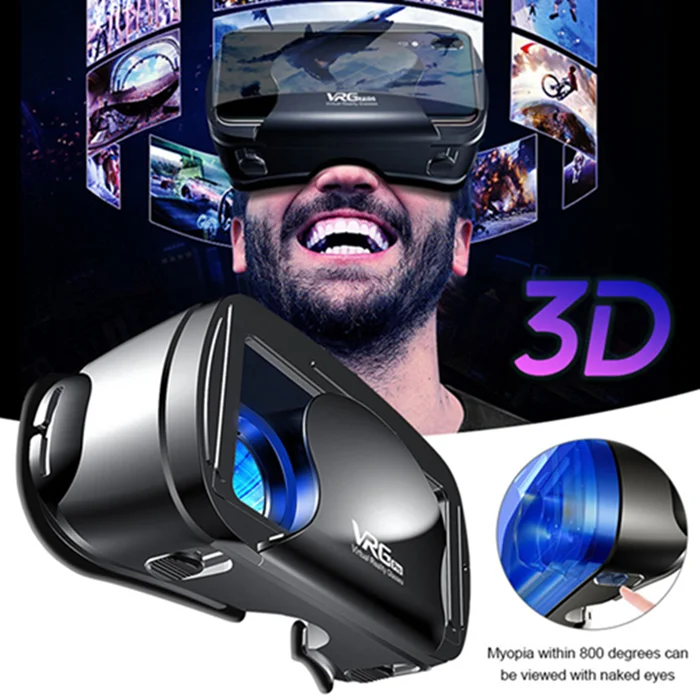 Gafas de realidad Virtual 3D para teléfono móvil, lentes de realidad Virtual con espejo, Blu-ray, reproductor VR inteligente, VRG Pro, pantalla completa, 1 Uds.