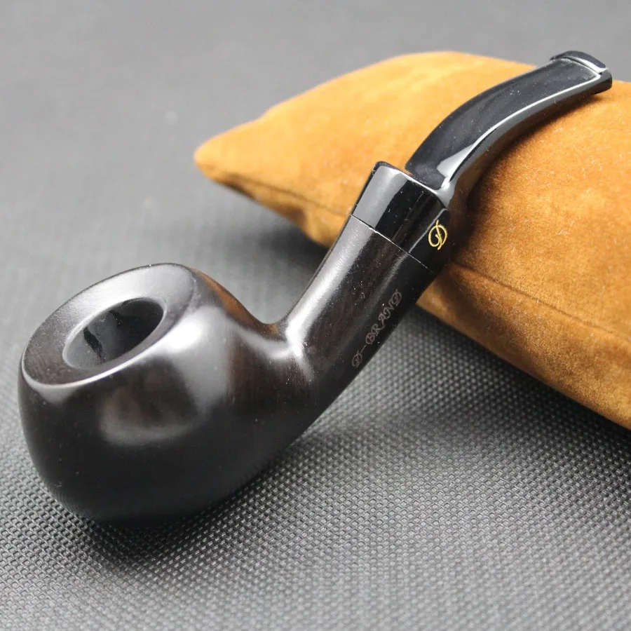 Smoking Pipe 10pc Unique Bent Handmade Nature Ebony Wood Smoking Pipe With 9mm Filters Pouch Holder