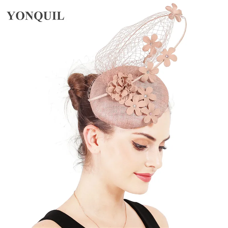 

4-Layer Sinamay fascinator hat elegant women bridal fashion headwear veils floral married millinery accessories High quality