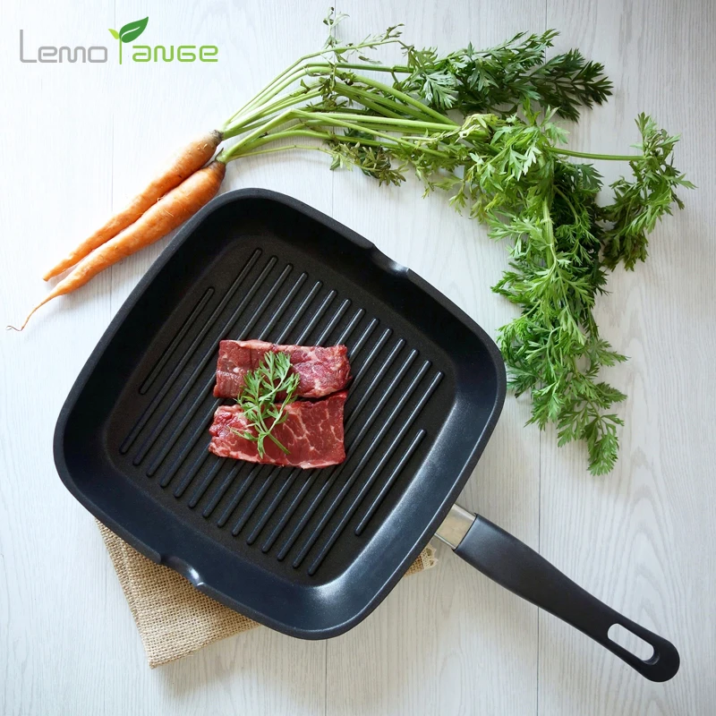 

Steak Frying Pan Lemorange Striped General Use For Gas And Induction Cooker Non-stick Long Handle Home Kitchen Fryer TQQ0081