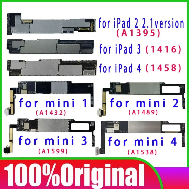 Без ICloud A1395 A1416 A1458 для iPad 2 3 4 материнская плата A1432 A1489 A1599 A1538 ipad mini 1 Wi-Fi