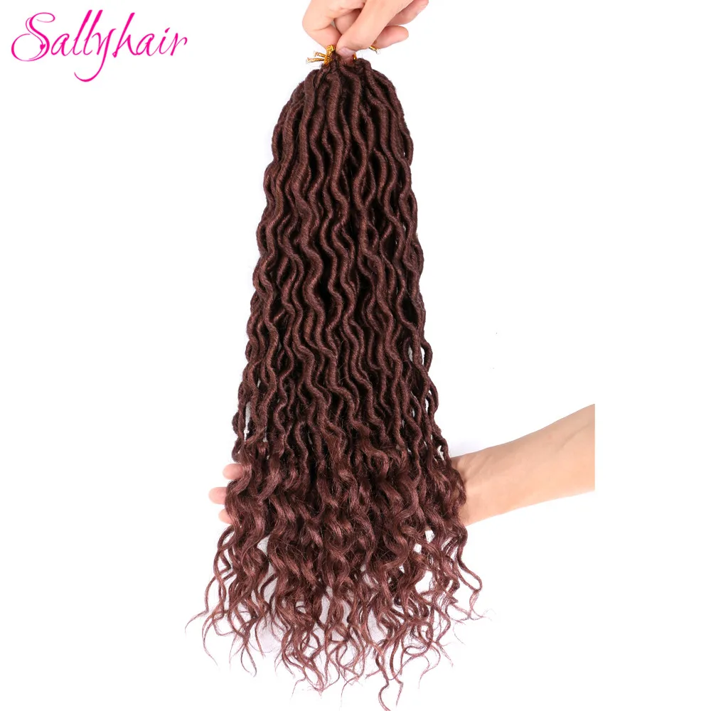 Sallyhair 24 пряди/упаковка Faux locs Curly крючком косы для наращивания волос синтетические мягкие Омбре плетение волос фиолетовый розовый свободный конец