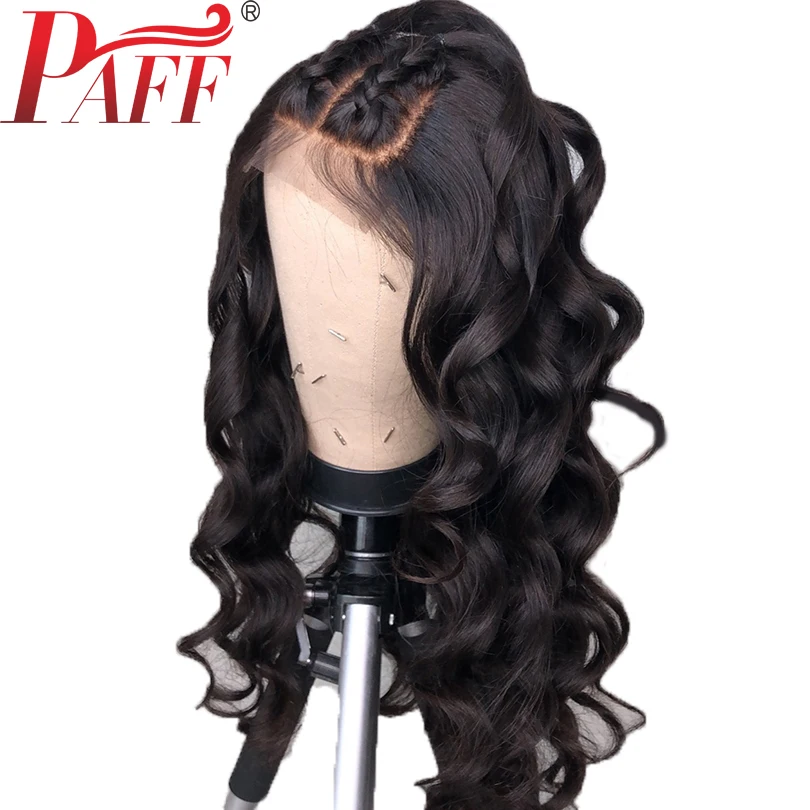 PAFF объемная волна 4*4 шелковая основа кружева передние человеческие волосы парики Шелковый Топ предварительно сорвал бразильские волосы remy часть