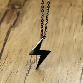 

ZORCVENS Men Lightning Pendants For Men Black Antique Silver Stainless Steel Necklace Vintage Male Collares