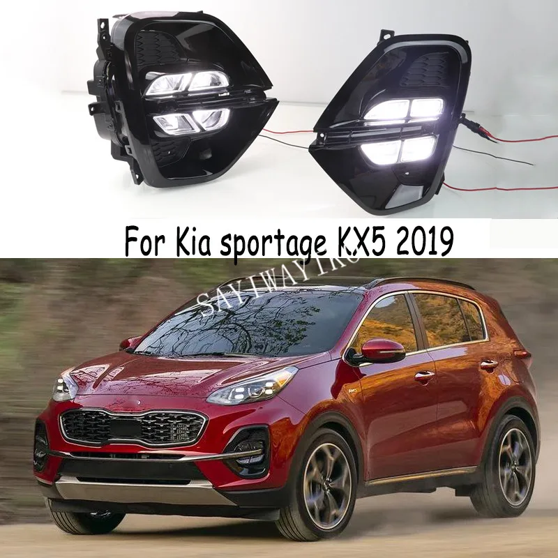 

2pcs LED For Kia sportage KX5 2019 2020 Daytime Running Light DRL LED Day Light Front Bumper Head Fog Lamp White