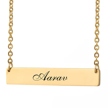 

Custom Nameplate Necklace Women Name Aarav Bar Pendant Best Friends Jewelry Birthday Gifts Stainless Steel Size 40 X 7mm