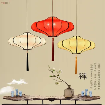 

Chinese Style Fabric Pendant Lights Restaurant Stair Cloth Lamp Lantern Modern colorful decor living room Led Hanglamp Luminaire