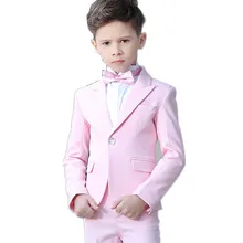 Ternos do menino fino ajuste rosa terno criança crianças ternos de casamento feito sob encomenda blazer meninos ternos noivo smoking 2 peças conjunto (jaqueta + calças)