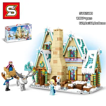 

New Elsa Princess Ice Castle Toys Anna Olaf City Fit Legoinglys Friends Building Blocks Bricks 10267 Christmas Girl Gift SY6580