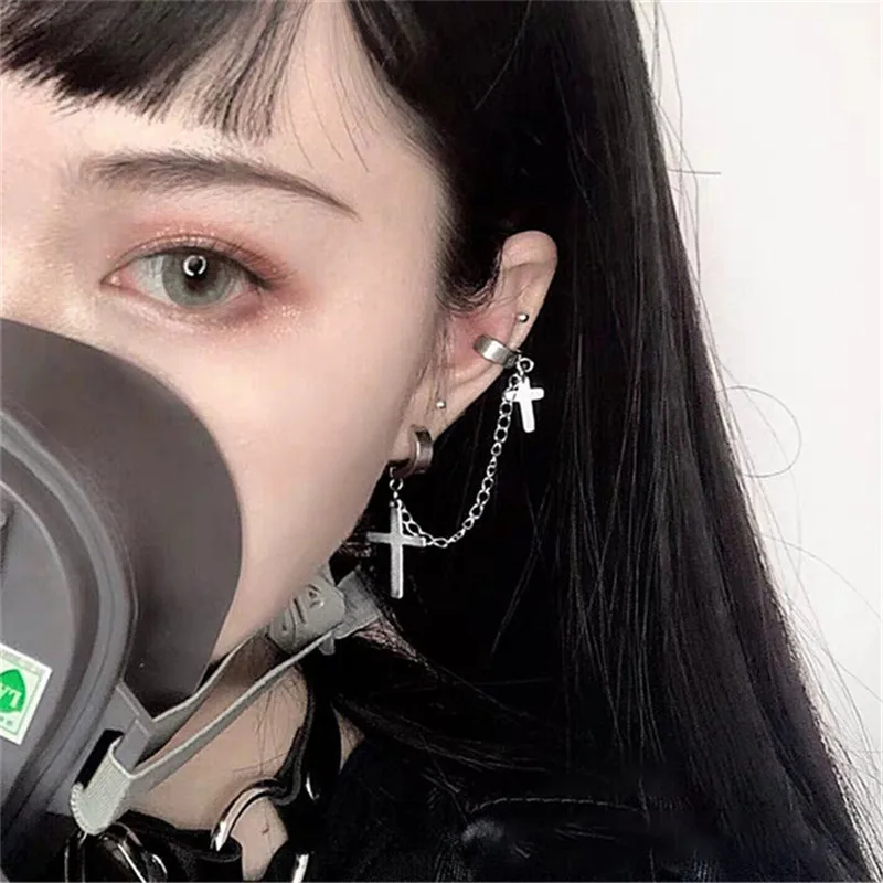 1 шт. Европейский стиль Egirl модная винтажная Длинная цепочка крест молния Висячие