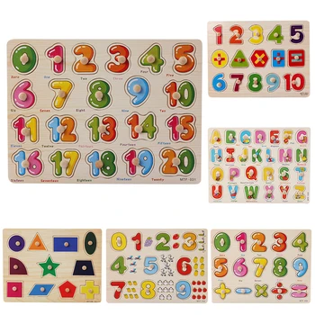 

Wooden 3D Puzzle Number Letter Puzzles Educational Developmental Toddler Kids Learning Training Toys Jigsaw houten speelgoed A20