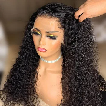 

Long Kinky Curly Hair Synthetic Lace Front Wig for Black Women Lace Front Wig Gluless Heat Resistant Natural Hairline