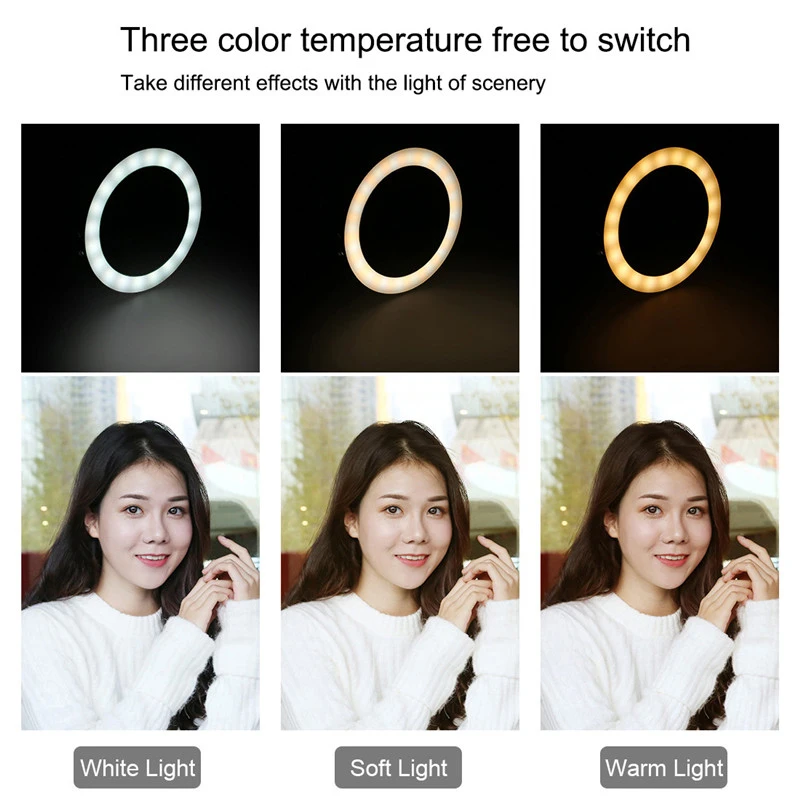  Stabilizer Phone Smartphone Video w 4.6inch Ring LED Selfie Light MIC Handheld Stabilizer Live Stre