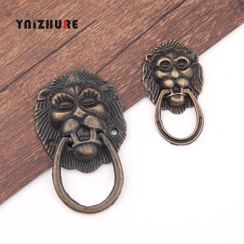 2size Vintage Lion Head Furniture Handle Pulls Lion Head Knob With Ring