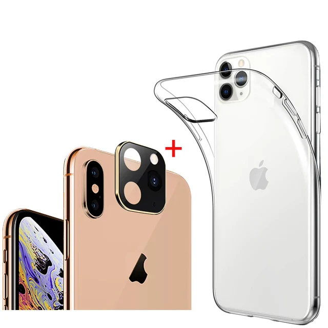 Поддельные камеры протектор для iPhone 11 Pro задний металлический объектив кольцо для iPhone X XS Max Сменный Чехол для iPhone 11 Pro Max поддельная камера - Цвет: Gold With Case