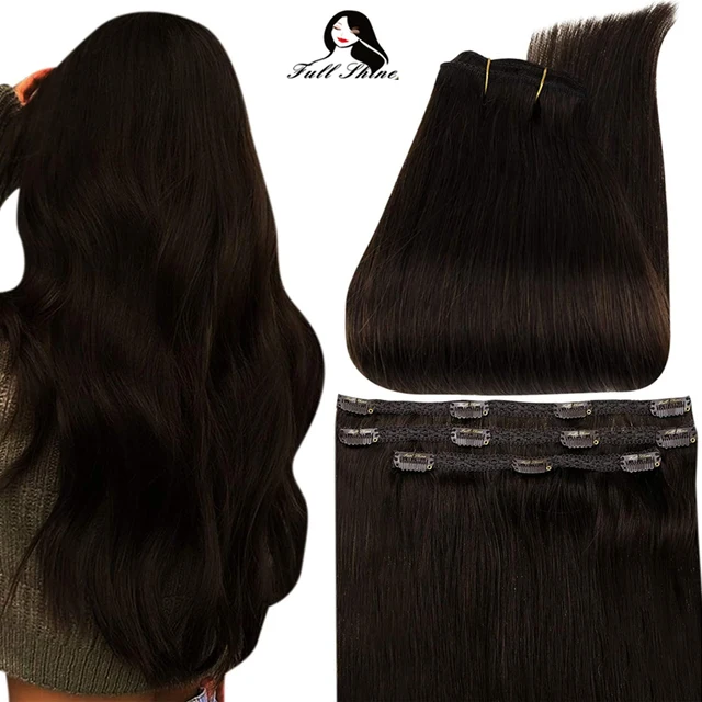 Full Shine 50 Grams Clip On Human Hair Extensions Ombre Color 3Pcs 100% Machine Remy Human Hair Hairpins Clip In Hair Extensions 2