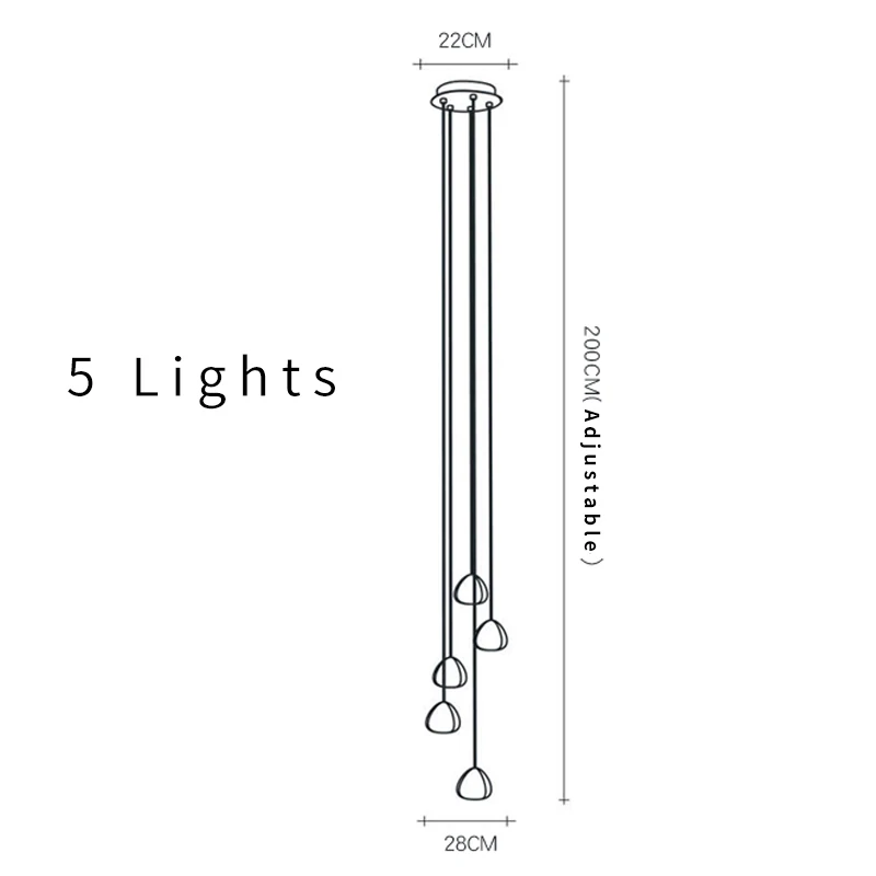 Dia22 H200cm-5Light Современный роскошный люстра светильник ing длинный Регулируемый полированная стальная подвесная лестница светодиодный светильник с кристаллами Домашний Светильник ing - Цвет абажура: Dia22 H200cm-5Light