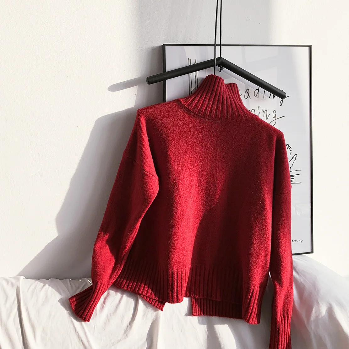 

2019 New Product Spring Pack Dress Korea Sheep Blended Trui Yarn Soft Tops Mrs. Half -High collar Trui Diving sweater