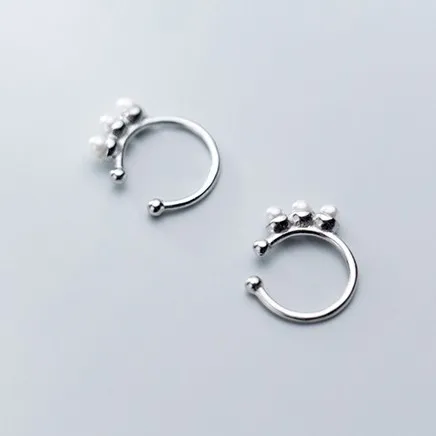 silver color 925 пробы серебряные маленькие жемчужные клипсы, серьги без пирсинга, Модные Позолоченные каффы для ушей, Хрящевые серьги для женщин - Окраска металла: silver color