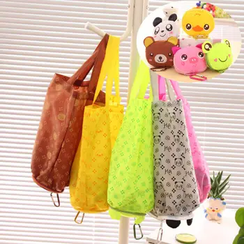 

Cute Animal Frog Bear Shape Folding Shopping Bags Ladies Foldable Reusable Tote Handbag Portable Travel Storage Bag Shopping Bag