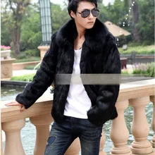 Новинка, мужская шуба из натуральной кожи с кроличьим мехом, Мужская меховая интегрированная зимняя куртка, тонкое зимнее пальто для мужчин